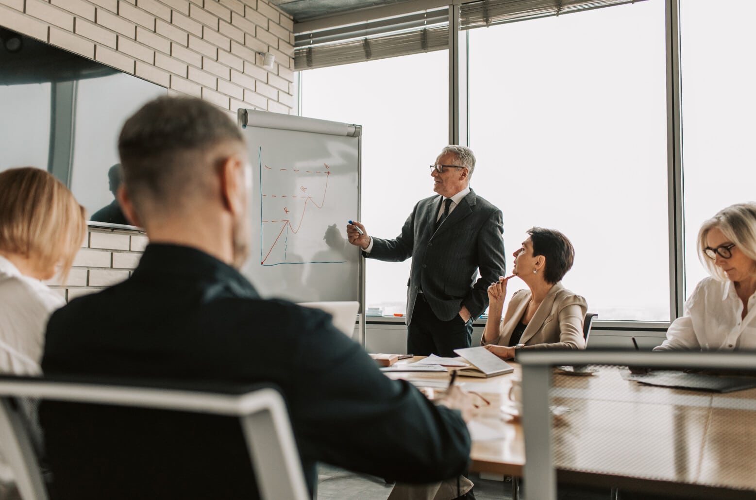 business leaders and executives in strategy meeting discussion